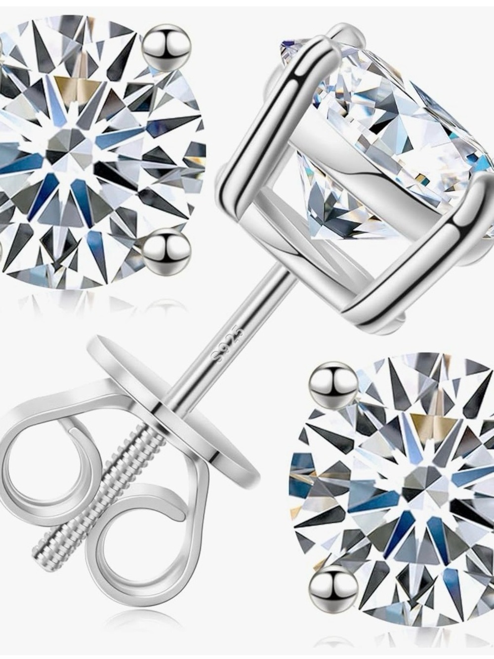 925 Sterling Silver Moissanite Stud Earrings